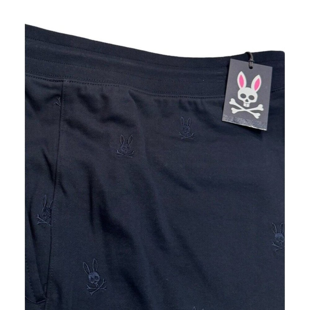 Psycho Bunny Size 4XL Woad Sweatshort, Navy Blue Embroidered Logo All Over $145